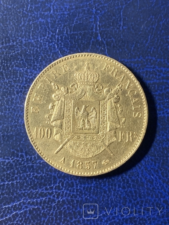 100 франков 1857 год Франция, фото №3