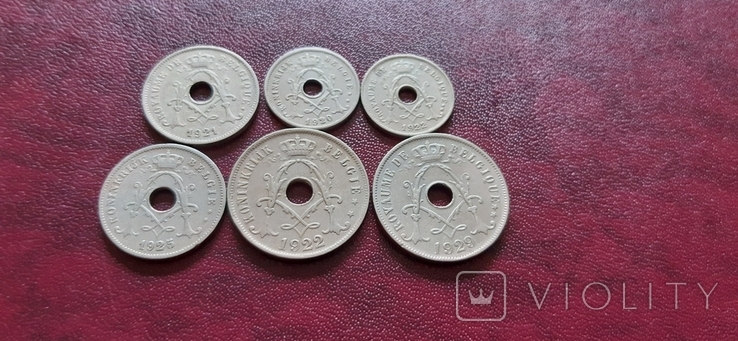 Бельгія, набір № 10, 6 монет, сантіми, 1920-1929 р., фото №3