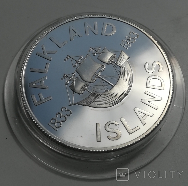 50 пенсов Фолклендские острова 1983 года 150 лет серебро, фото №9