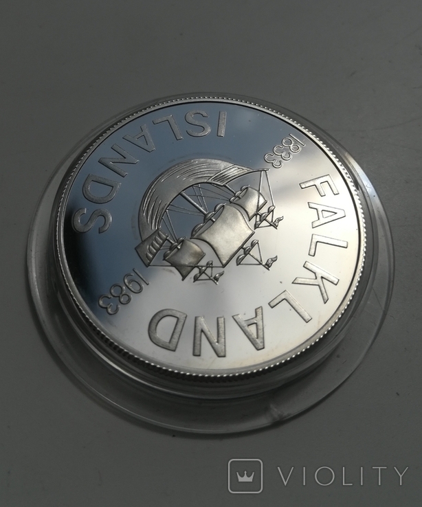 50 пенсов Фолклендские острова 1983 года 150 лет серебро, фото №10
