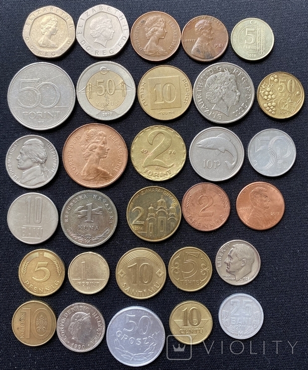 Набор монет мира 1971-2017 гг, 30 штук, без повторов, фото №3