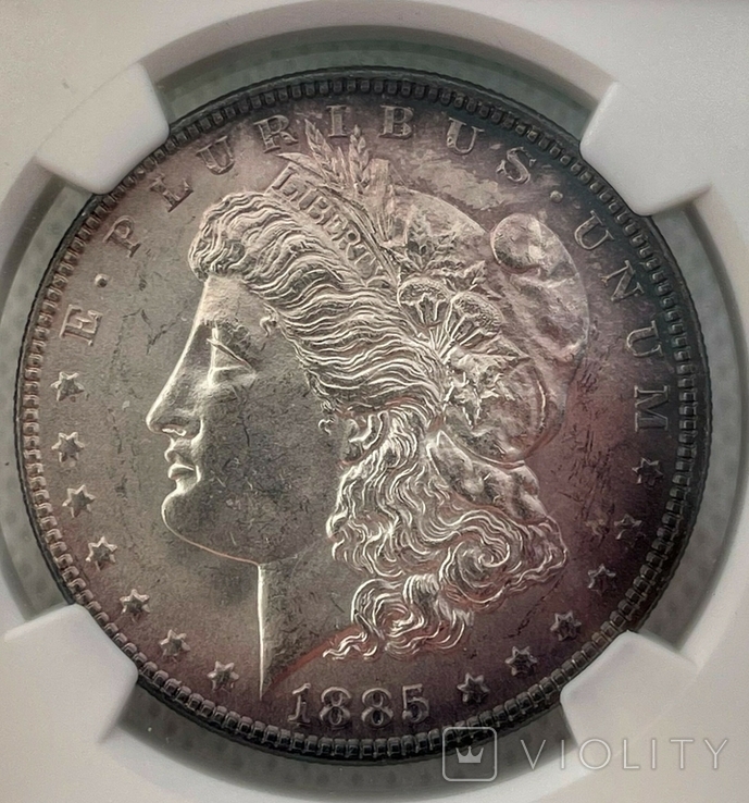 1885 - долар Моргана, в слабе MS 64, фото №5