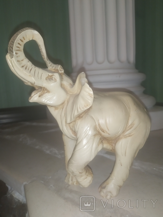 Слон с поднятым хоботом хорошая детализация коллекционная статуэтка, фото №3