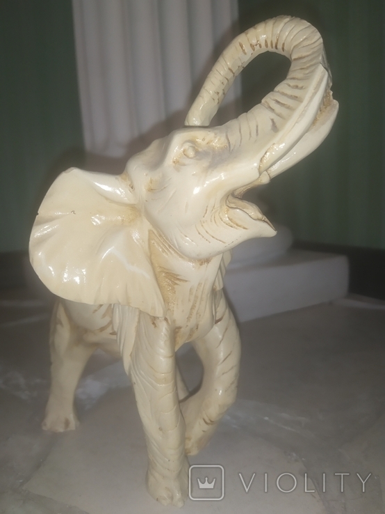Слон с поднятым хоботом хорошая детализация коллекционная статуэтка, фото №9