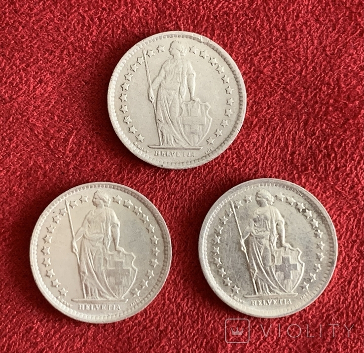 1/2 франка Швейцарии 1963-64-65гг, фото №3