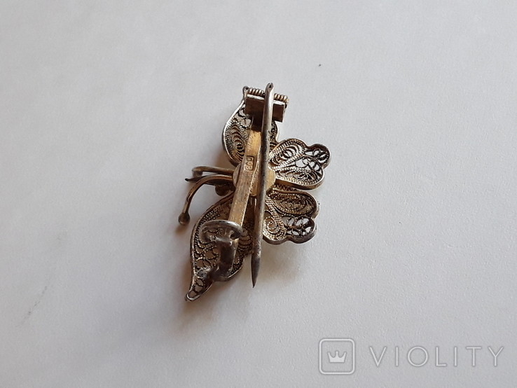 Сканная серебряная брошка 800* " Бабочка ", photo number 5