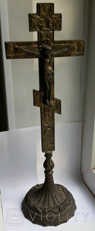 Крест православный на подставке бронза литье