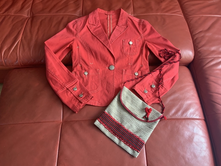 Пиджак красный, CA, сумочка-подарок, фото №3
