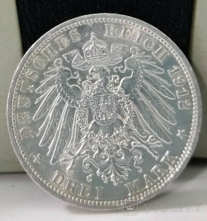 Пруссия, 3 Марки 1912 г., Вильгельм ІІ, фото №3