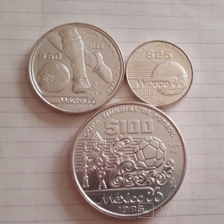 МЕКСИКА, 3 монеты, 1985 год, серебро