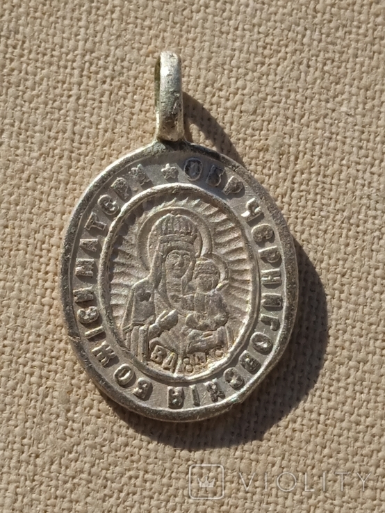 Черниговская Божья Матерь Святой Феодосий Черниговский нательная иконка серебро, фото №4