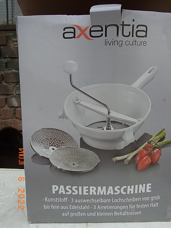 Перетираюча миска для овочів та фруктів AXENTIA living culture Passiermaschine Нова з Нім, photo number 3