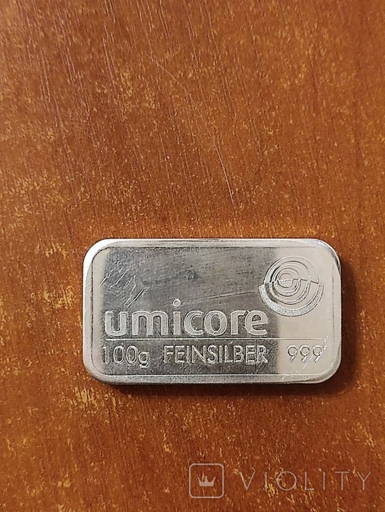Серебро слиток 100 грам (Umicore)