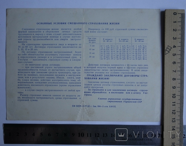 Реклама - календар Страхування Київ 1962, фото №3