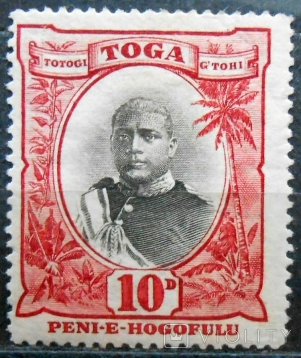 1897-1934 г. Колонии Toga Tongo Тонго 10d 10 пенсов (*), фото №2
