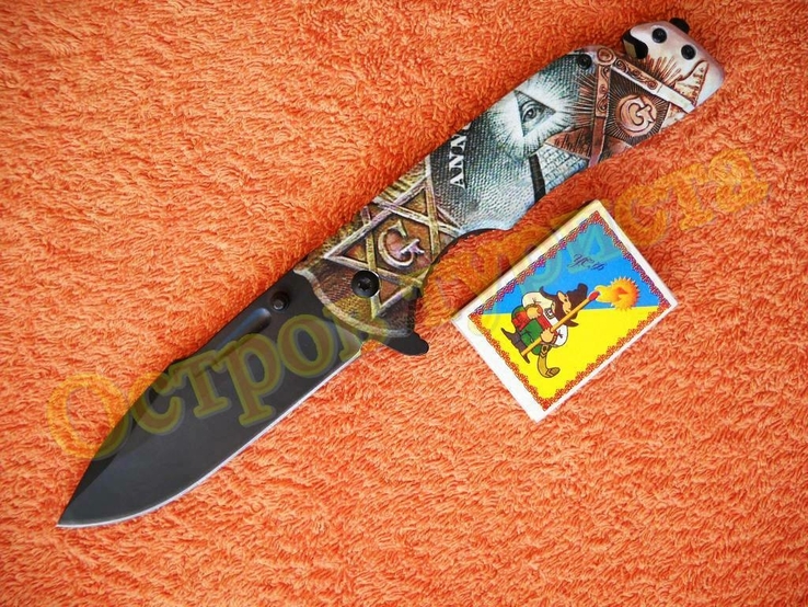 Нож тактический H004 стропорез стеклобой с 3D эффектом полуавтоматический, фото №2