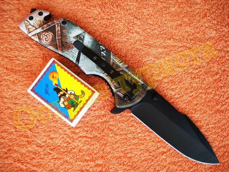 Нож тактический H004 стропорез стеклобой с 3D эффектом полуавтоматический, фото №4