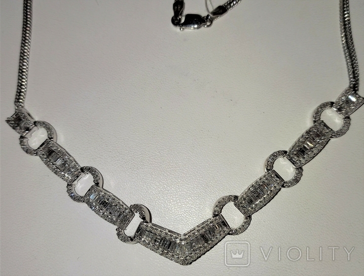 Necklace diamonds Diadema diamanti 2,63Ct white gold 585 50cm Italy 17,52g Video, photo number 7