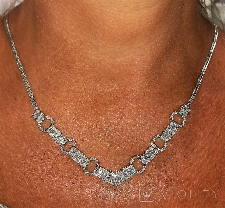 Necklace diamonds Diadema diamanti 2,63Ct white gold 585 50cm Italy 17,52g Video, photo number 10