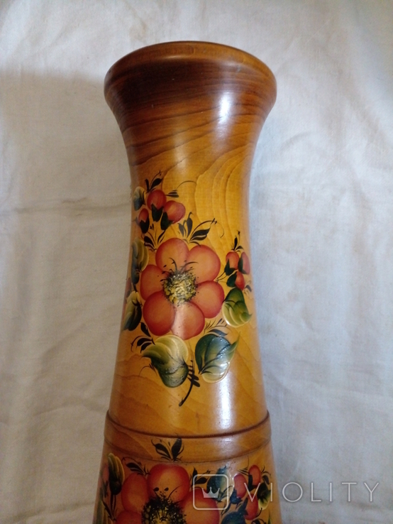 Расписная деревянная ваза .80 см., фото №4