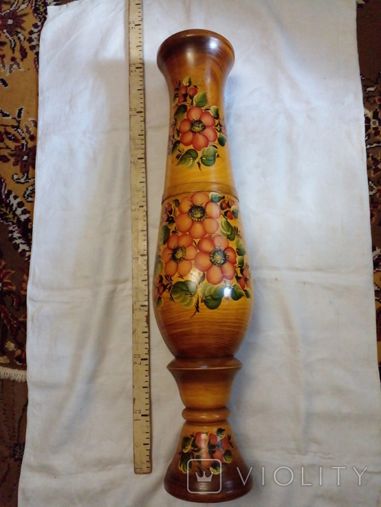Расписная деревянная ваза .80 см., фото №6