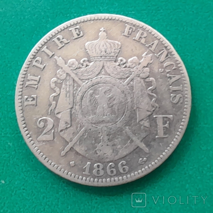 Франция 2 франка 1866, фото №2