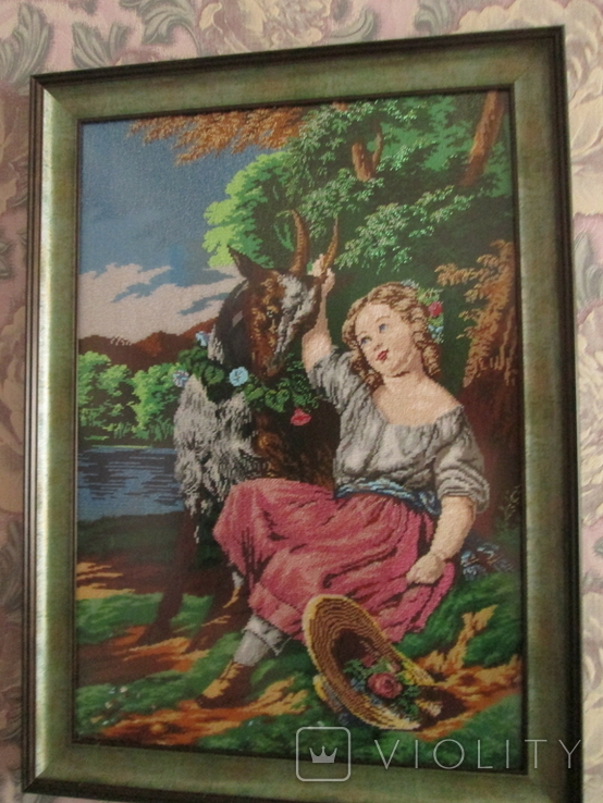 Картина бісером"Дівчинка з козочкою", фото №2