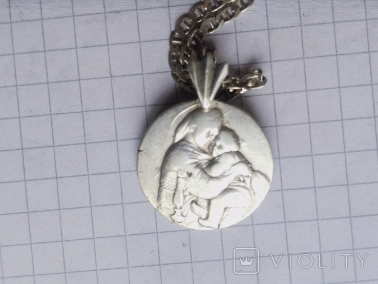Серебряная иконка Богородица на цепочке, фото №9