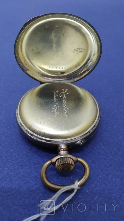 Карманные часы серебро с золотыми вставками Швейцария., фото №8