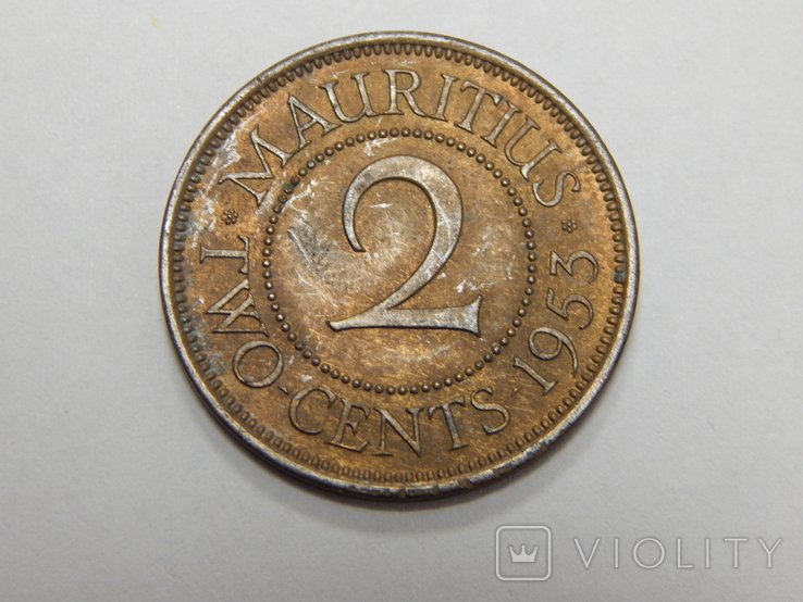 2 цента, 1953 г Маврикий