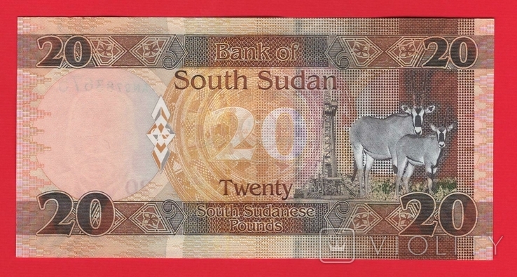 Южный Судан 20 Фунтов 2017г P-13, фото №3