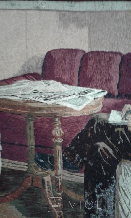 Вишита картина «В.І. Ленін у Смольному», художнє полотно, 1950, фото №4