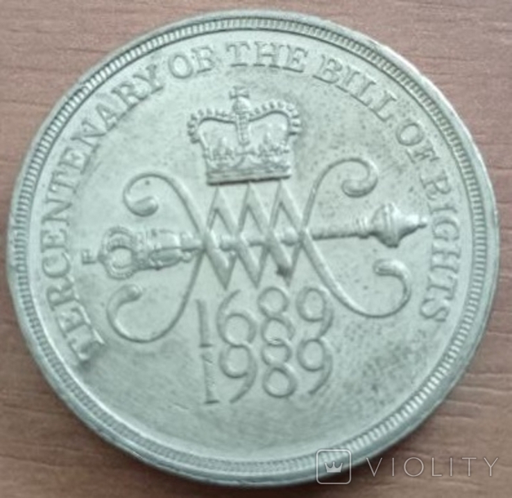 Великобритания 2 фунта, 1989 300 лет "Биллю о правах" Англии (лот 318), фото №2
