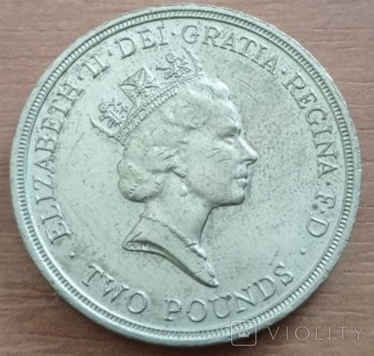 Великобритания 2 фунта, 1989 300 лет "Биллю о правах" Англии (лот 318), фото №3