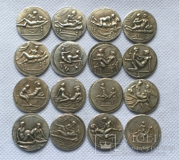 Спинтрии 16 шт (все виды) римские деньги, спінтрії, копия, фото №2