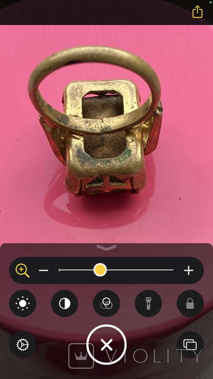 Кольцо позолота СССР камень гранатового цвета, фото №9