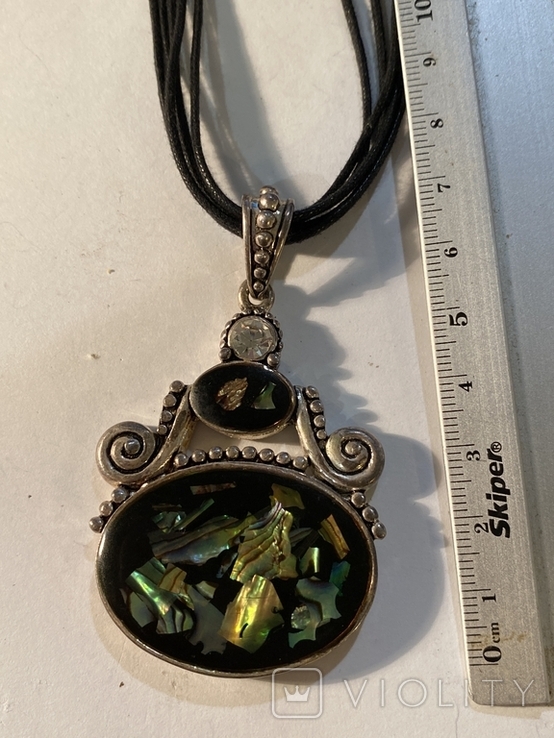 Pendant with mother-of-pearl insert and stone (A2), photo number 6
