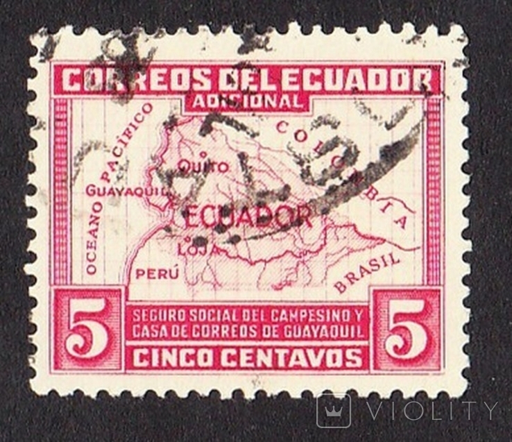 Эквадор 1938 год - Крестьянское Социальное Страхование.Карта Эквадора