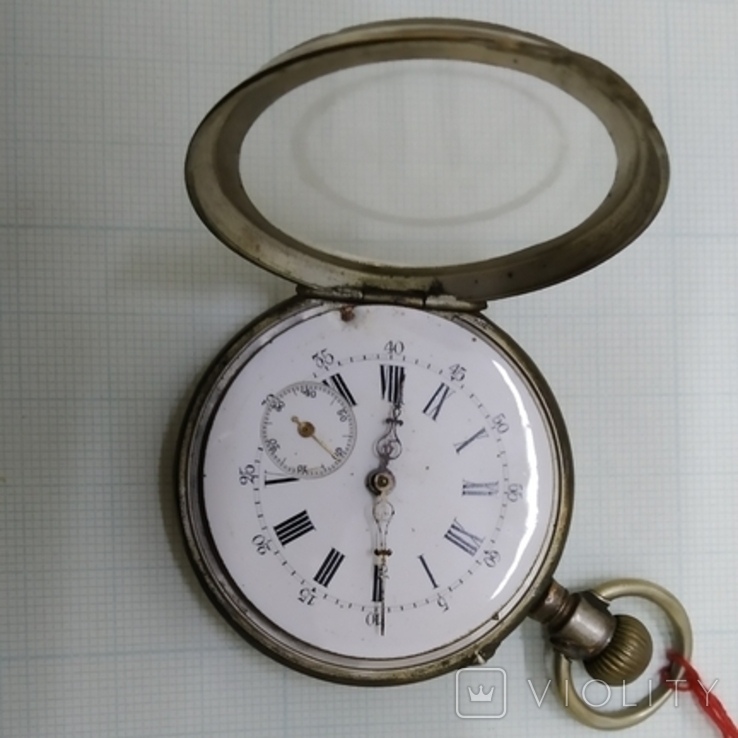 Старинные мужские карманные часы Remontoir Серебро Швейцария, фото №4