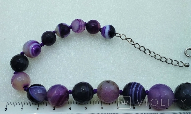 Ожерелье Серебро 925 Фиолетовый Агат, фото №4