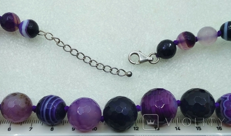 Ожерелье Серебро 925 Фиолетовый Агат, фото №5