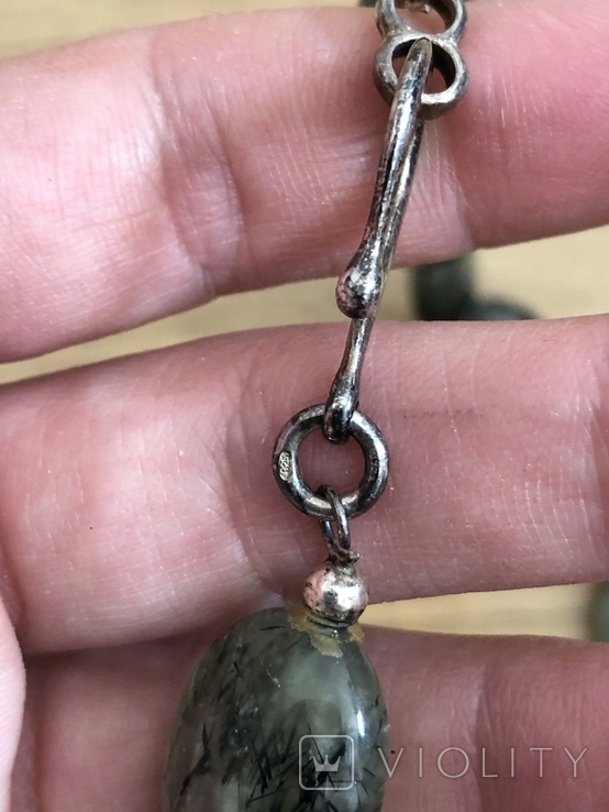 Вінтажне намисто з натурального каменю в сріблі, фото №7