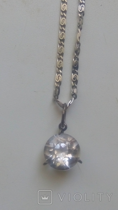 Кулон горный хрусталь цепочка серебро, фото №6