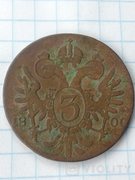 Монета 3 Крейцери 1800рік, фото №4