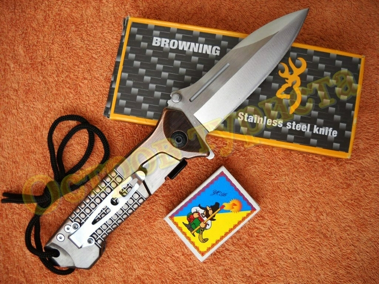 Нож складной туристический Browning полуавтомат клипса 22см, фото №3