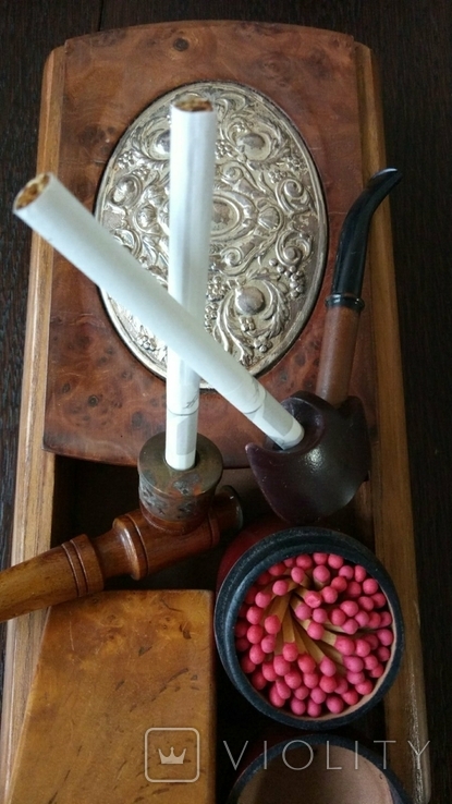 Сигаретница карельская береза , 2 спичечницы , 2 трубки, фото №10