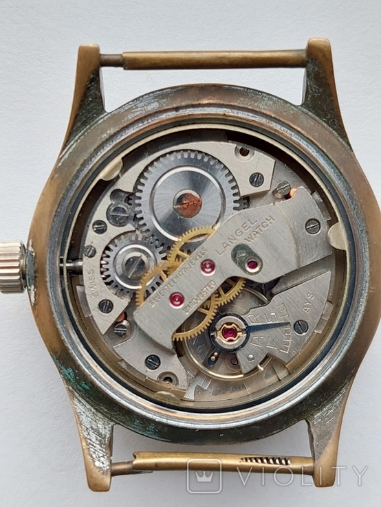 Часы старые военные швейцарские механические Langel, фото №5