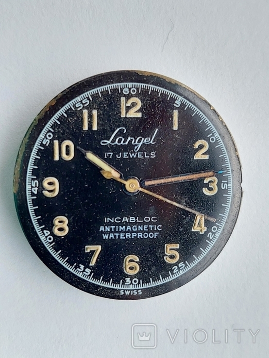 Часы старые военные швейцарские механические Langel, фото №7