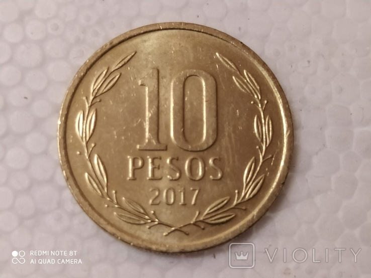 Чили 10 песо, 2017, фото №2