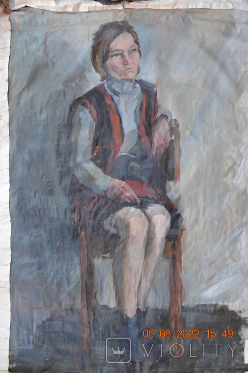 Painting "Ukrainian woman in a corset". Socialist Realism. Oil on canvas. 105x74 cm. Artist Vasina, photo number 3